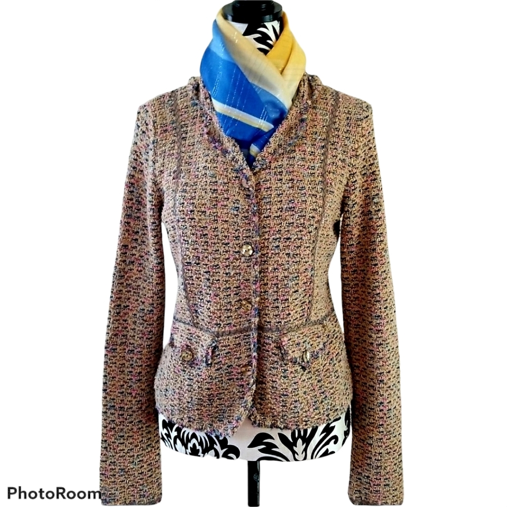 Sigrid Olson Knobby Tweed Button Up Sweater Jacket - image 3